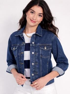 Old Navy Denim Jacket M Tall NWT Medium Wash Oversized Preppy Chic